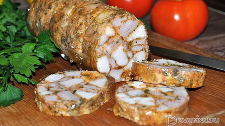 Рецепт куриного рулета мраморного