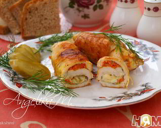 Куриные рулетики с плавленным сыром