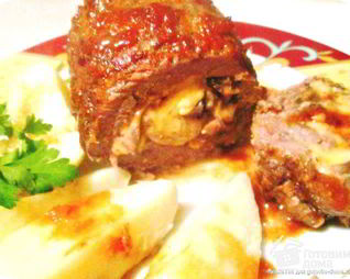 Мясной рулет в медово-апельсиновом соусе