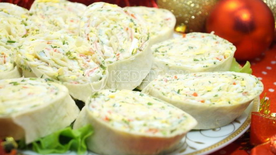 Рецепт рулета из лаваша с крабовыми палочками