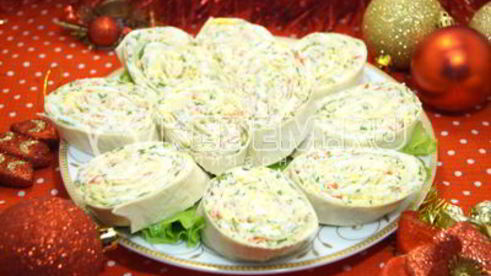 рулет из лаваша с крабовыми палочками