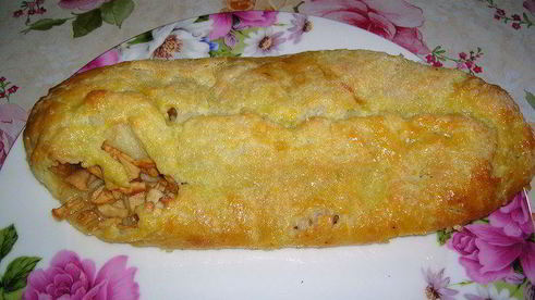 рулет из творожного теста с яблоками