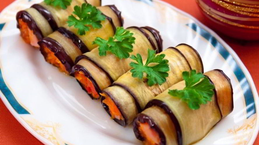 Рецепт рулетиков из баклажанов