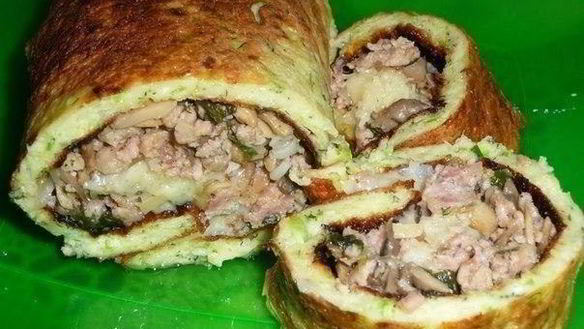 Рецепт Рулетиков из кабачков с мясной начинкой
