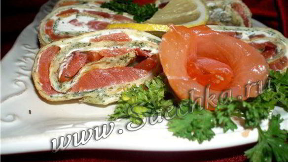 Рецепт Рулетиков из лосося