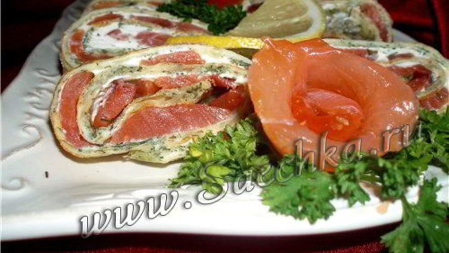 Рецепт рулетиков из лосося