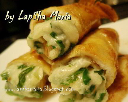 Закусочные рулетики с сыром и шпинатом