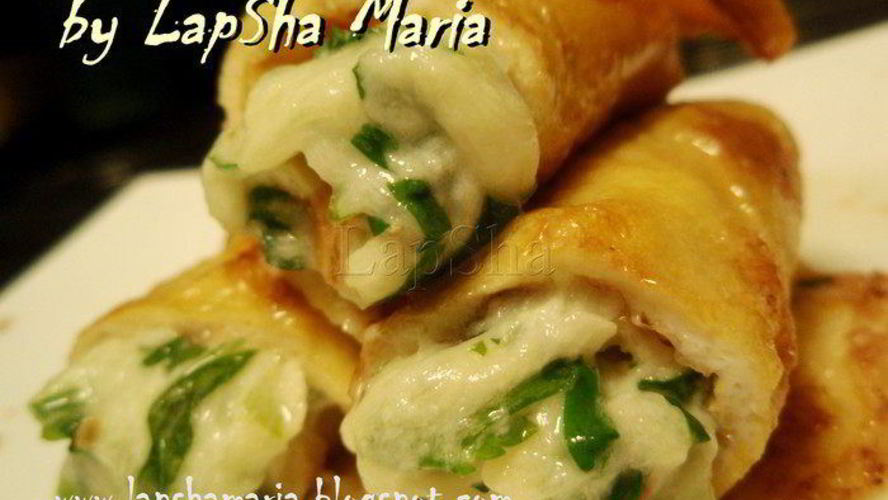 Рецепт закусочных рулетиков с сыром и шпинатом