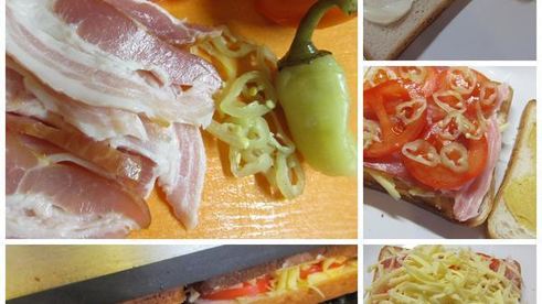 сэндвич с сыровяленым беконом и сыром на гриле