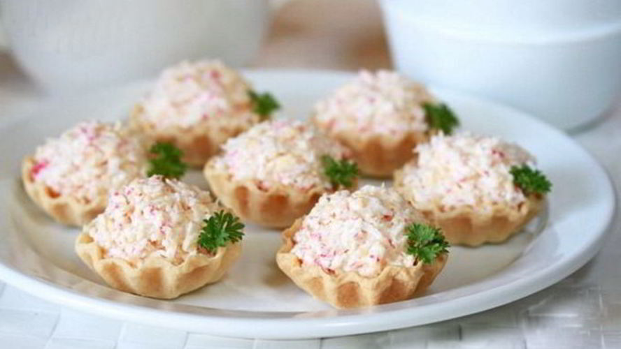Рецепт начинки для тарталеток с крабовыми палочками