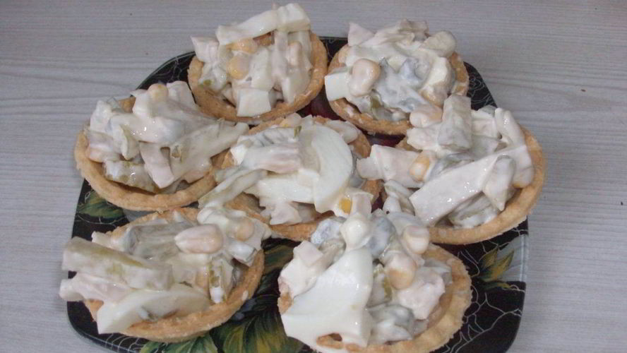 Рецепт тарталеток с кальмарами