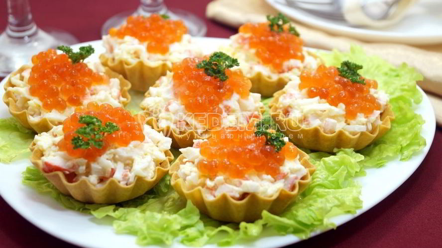 Рецепт тарталеток с крабовыми палочками