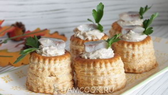 Рецепт Тарталеток с сельдью и творогом