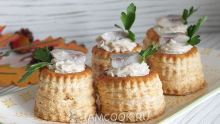Рецепт тарталеток с сельдью и творогом