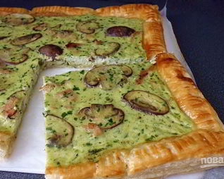 Тарт с грибами и ветчиной