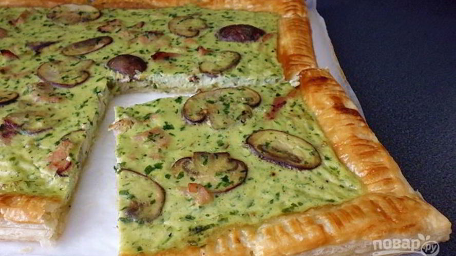 Рецепт тарта с грибами и ветчиной