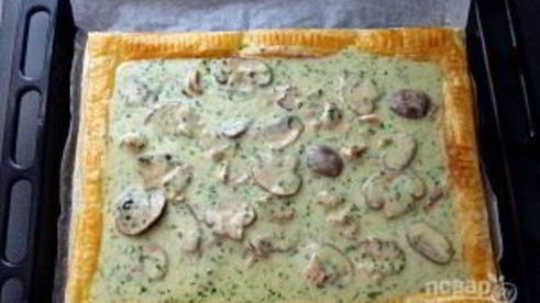 тарт с грибами и ветчиной