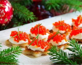 Тартинки с красной икрой