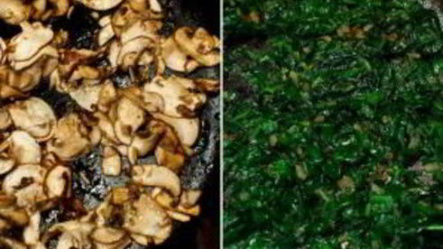 яичница со шпинатом и грибами в духовке