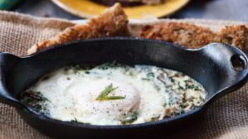 яичница со шпинатом и грибами в духовке