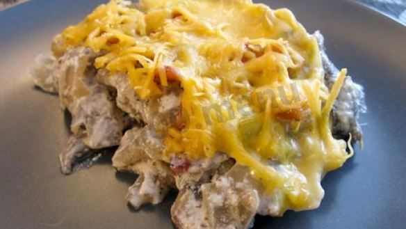 Рецепт Жульена с курицей и грибами на сковороде