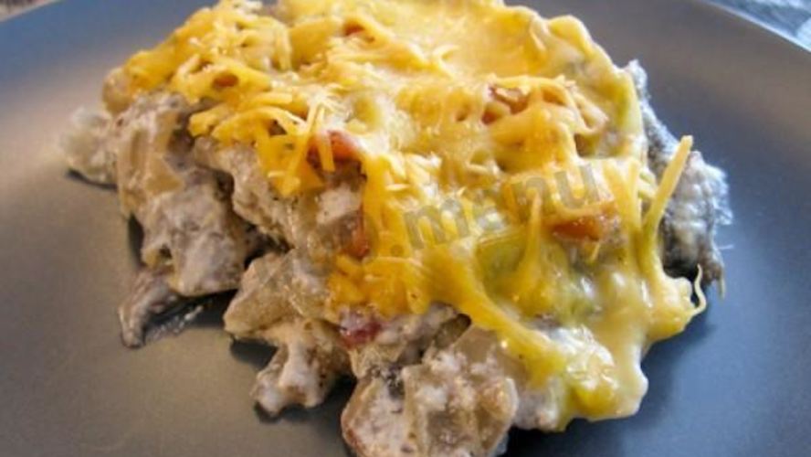 Рецепт жульена с курицей и грибами на сковороде