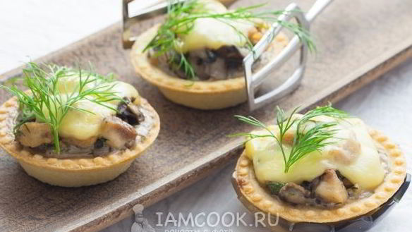 Рецепт Жульена в тарталетках с грибами и курицей